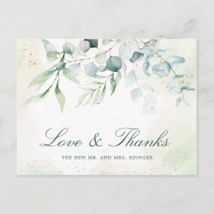 Carte Postale Mariage Élégant à l'Eucalyptus