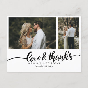 Carte Postale Mariage Élégant Amour Et Merci   Deux photos