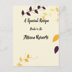 Carte Postale Mariage élégant aux feuilles dorées violettes
