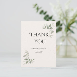 Carte Postale Mariage Élégant avec Fleurs Légères