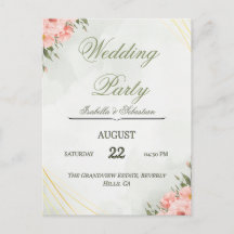 Mariage Élégant Lys Roses et Cadre Géométrique Dor