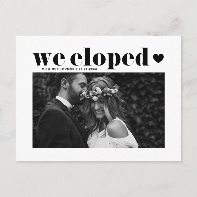 Carte Postale Mariage Élégant Typographie Rétro Gras (Devant)