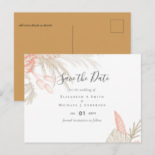 Carte Postale Mariage en terre cuite à l'herbe tropicale des Pam