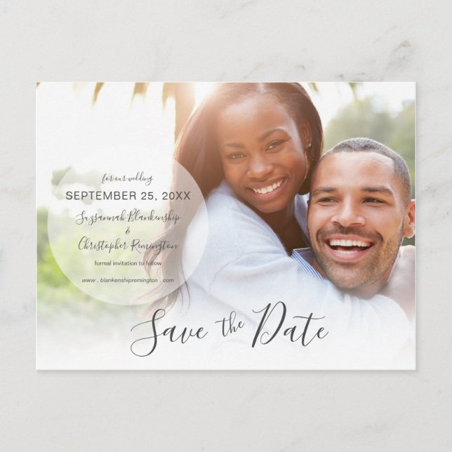 Carte Postale Mariage Enregistrer La Date Faire-part Photo Perso (Devant)