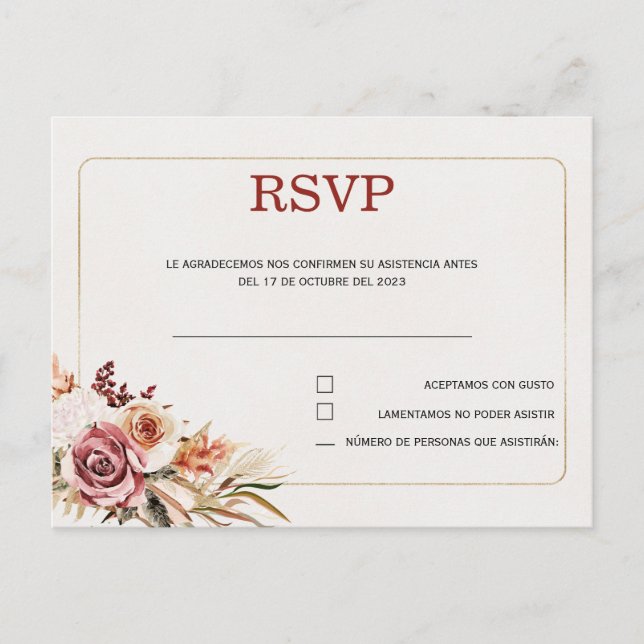 Carte postale mariage espagnole Rsvp (Devant)