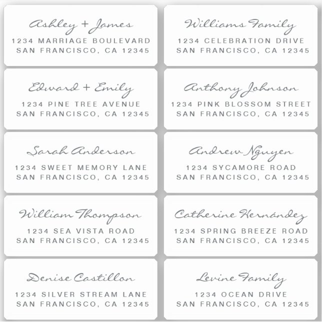 Carte postale Mariage  Étiquette de adresse invité (Devant)