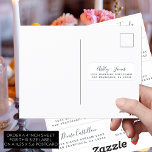 Carte postale Mariage  Étiquette de adresse invité<br><div class="desc">Facile à personnaliser, noms et adresses / autocollants de étiquette de adresse mariage individuel pour les invités dans une taille de 2 x 0, 8 pouces adapté aux cartes postales! Ces étiquettes de adresse mariages modernes et chic en noir et blanc présentent vos noms d'invités mariages dans une calligraphie manuscrite...</div>