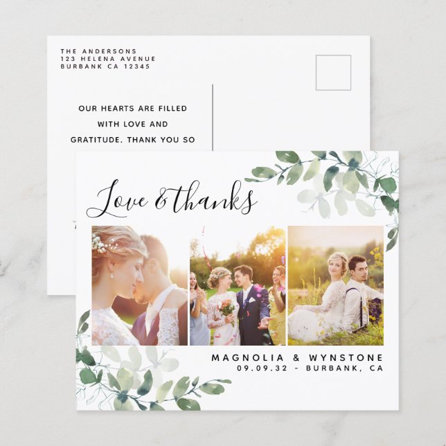 Carte postale Mariage Eucalyptus (Devant / Derrière)