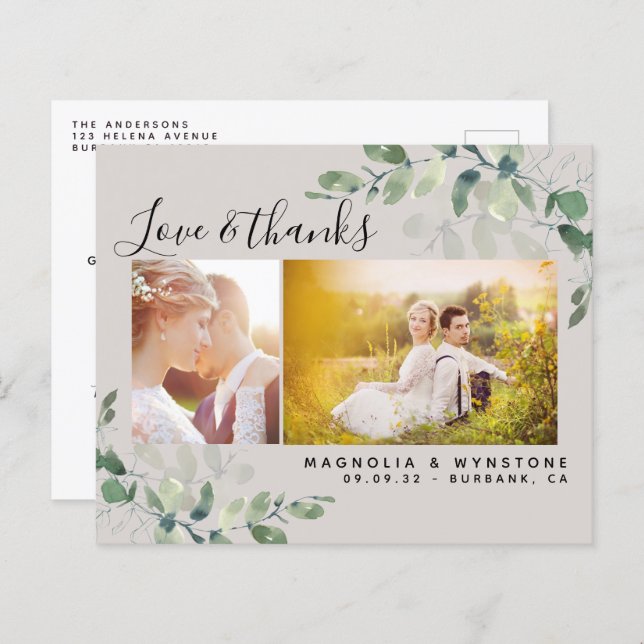 Carte postale Mariage Eucalyptus (Devant / Derrière)