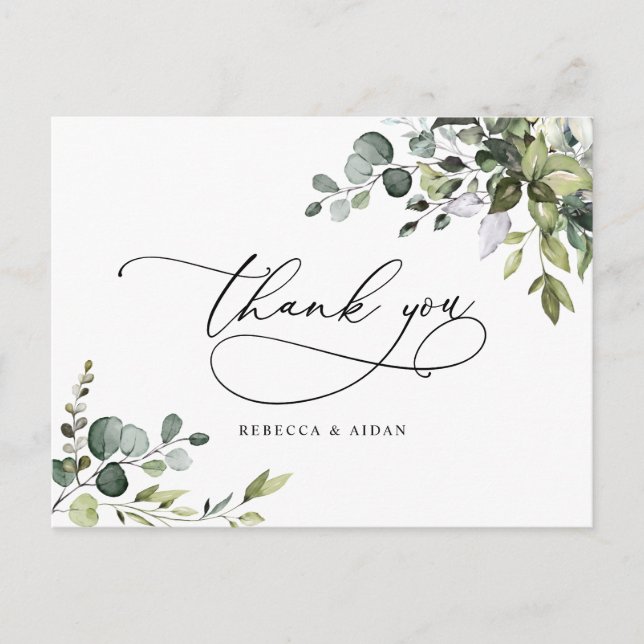Carte postale Mariage Eucalyptus Green Merci (Devant)