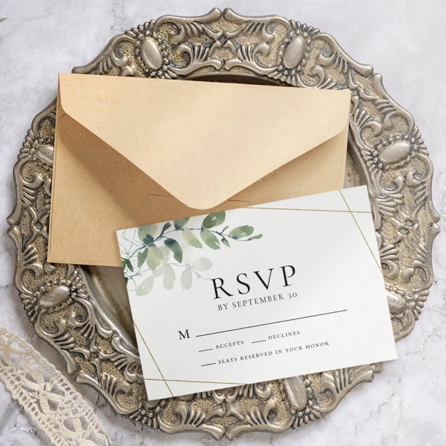 Carte Postale Mariage Eucalyptus Verdure RSVP (Créateur téléchargé)