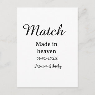 Carte Postale Mariage fait au ciel nom date calligraphie simple