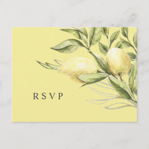 Carte Postale Mariage feuille et citron jaune RSVP