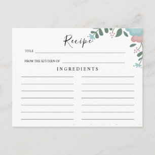 Carte Postale Mariage fleur sauvage, Boho Floral Recette Card