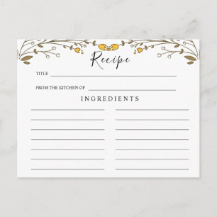Carte Postale Mariage fleur sauvage, Boho Floral Recette Card