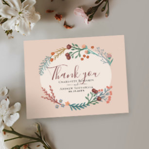 Carte Postale Mariage Fleur sauvage Boho Merci