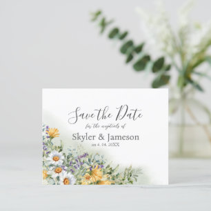 Carte Postale Mariage Fleur sauvage coloré Enregistrer la date
