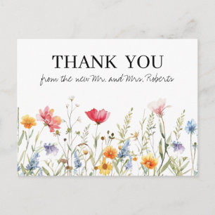 Carte postale Mariage fleur sauvage Merci