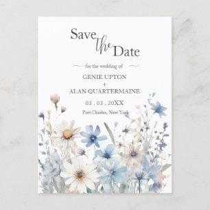 Carte Postale Mariage Fleur sauvage moderne Enregistrer la date