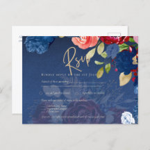 Mariage Floral bleu Bourgogne rustique RSVP