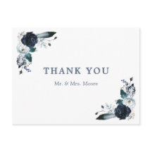 Carte postale Mariage Floral Boho de la marine Mer