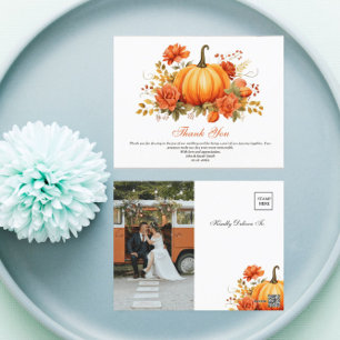 Carte Postale Mariage Floral de la Fête d'Automne de Citrouille 