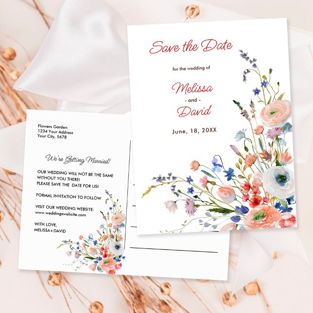 Carte Postale Mariage Floral Élégant (Créateur téléchargé)