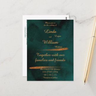 Carte Postale Mariage floral Mer profonde Vert foncé Aquarelle