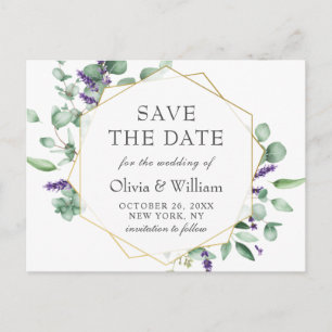 Carte Postale Mariage floral moderne Eucalyptus Enregistrer la d