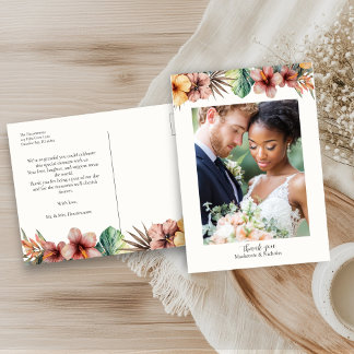 Carte postale Mariage florale Boho tropical