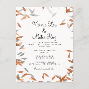 Carte Postale Mariage flottant de Pampas à feuilles molles rusti
