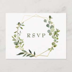 Carte Postale Mariage géométrique Eucalyptus moderne RSVP