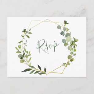 Carte Postale Mariage géométrique Eucalyptus moderne RSVP