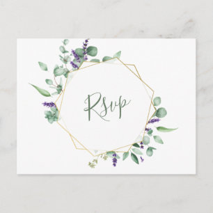 Carte Postale Mariage géométrique Eucalyptus moderne RSVP