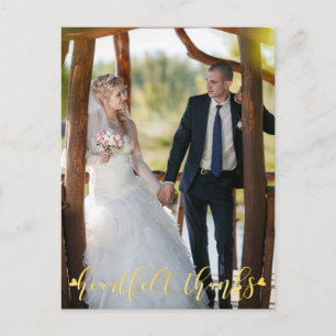 Carte Postale Mariage Gold HEARTFELT MERCI, Photos avant/arrière