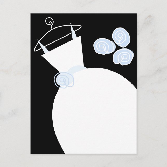 Carte postale mariage Gown Blue noir pastel (Devant)