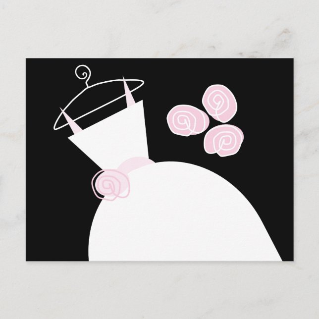 Carte Postale Mariage Gown rose noir pastel horizontal (Devant)