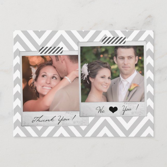 Carte postale Mariage Grey Chevron (Devant)
