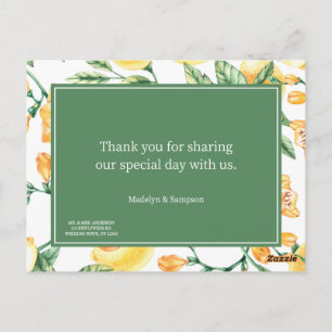 carte postale mariage jaune jardin citron aquarell