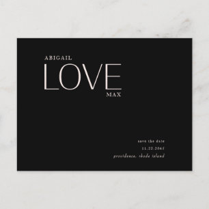 Carte Postale Mariage Love Blush & Black Enregistrer la date Ann