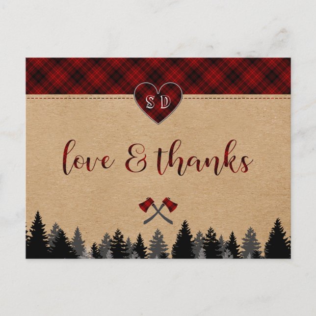 Carte Postale Mariage LumberJack et Jill Anniversaire Merci (Devant)