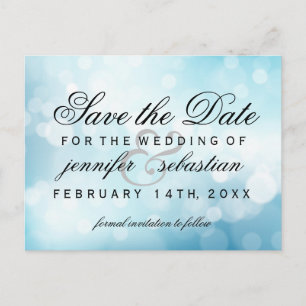 Carte Postale Mariage lumineux Blue Bokeh