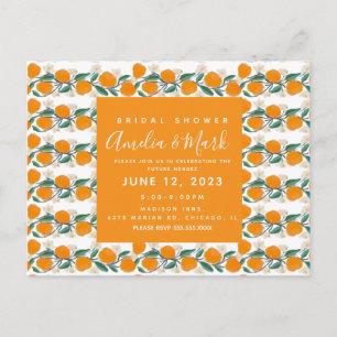 Carte Postale Mariage Main Levée Orange Botanique Abstrait Enter