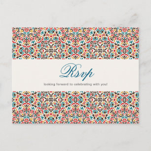 Carte Postale Mariage Mandala Géométrique en Treillis Marocain