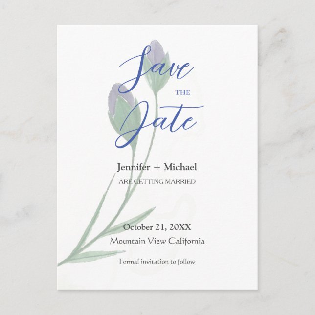 Carte Postale Mariage mariage Calligraphie minimaliste Florale (Devant)