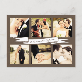 Carte Postale Mariage Merci Bannière Typographie de script Photo