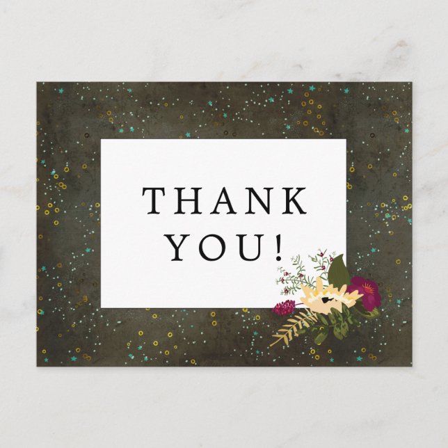 Carte Postale Mariage Merci Chalkboard Gold Silver Stars (Devant)