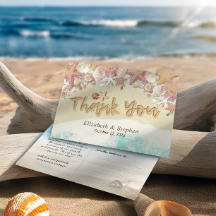 Carte Postale Mariage Merci Été Plage Starfish Seashell