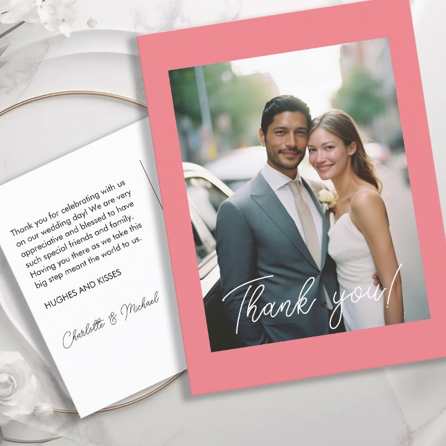 Carte Postale Mariage Merci manuscrit 1 photo (Créateur téléchargé)