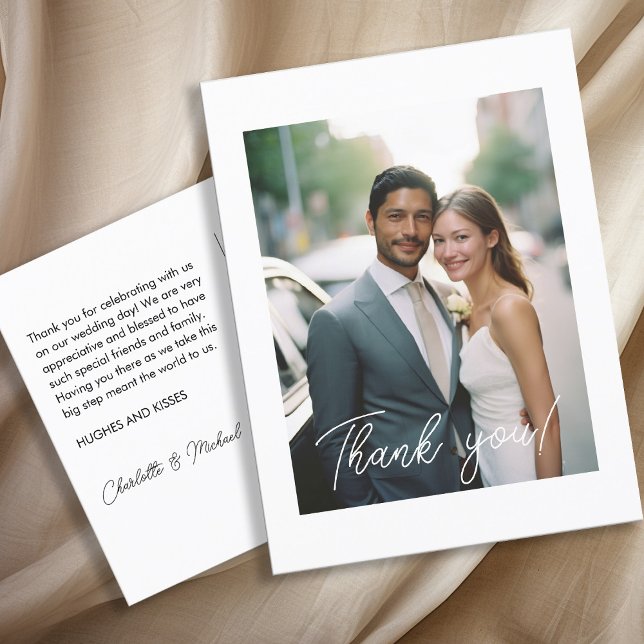 Carte Postale Mariage Merci manuscrit 1 photo (Créateur téléchargé)